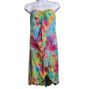 Hula Hula Hawaii Floral Tropical Strapless Dress One Size Aloha Luau Attire